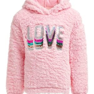 Girls Sz 8 Pink Sprinkle 'Love' Sherpa Hoodie by Girls One Step Up